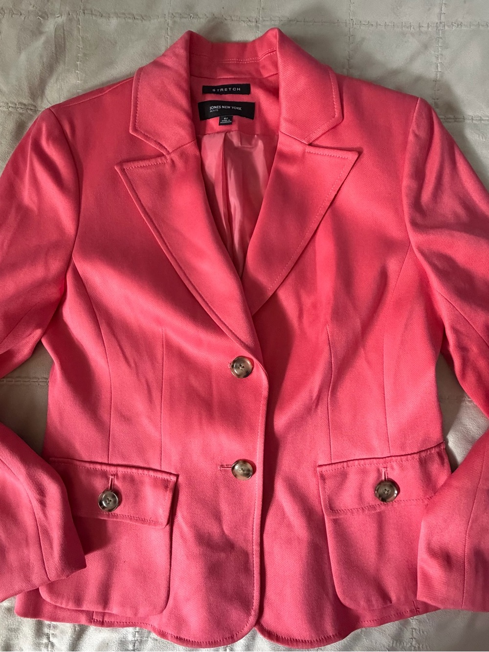 Jones New York Petite Coral Pink Stretch Blazer – Size 8P